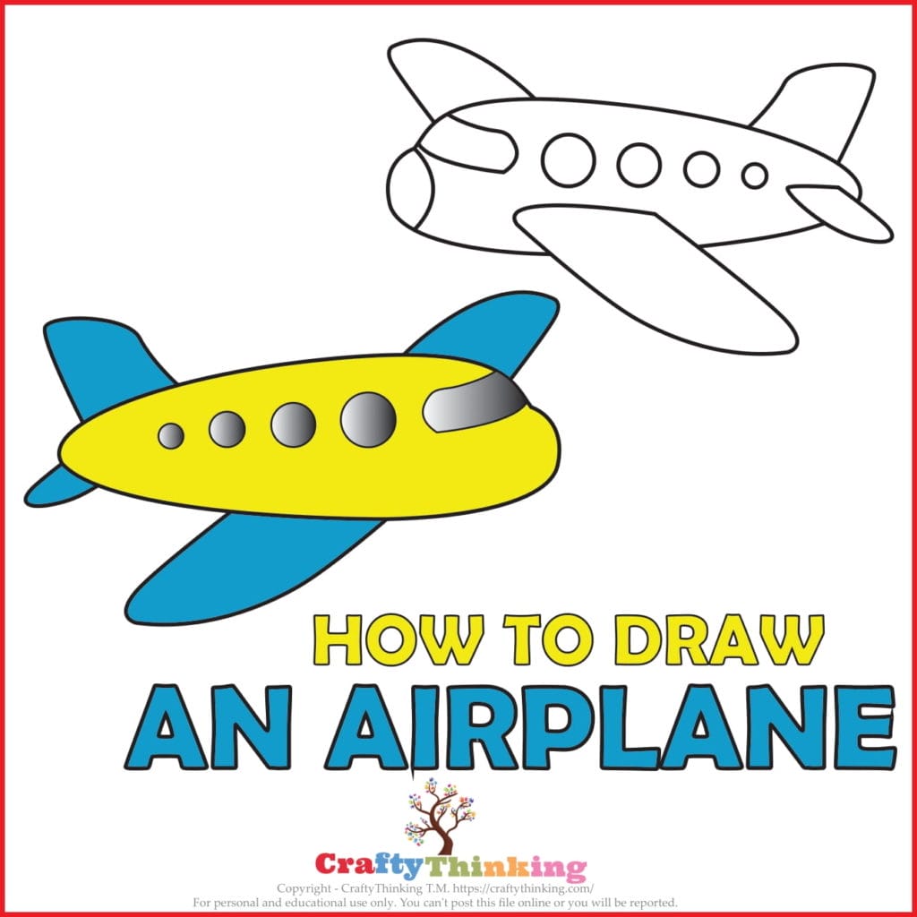 Easy How to Draw an Airplane Tutorial Video and Airplane Coloring Page | Easy  drawings for kids, Airplane art, Art drawings for kids