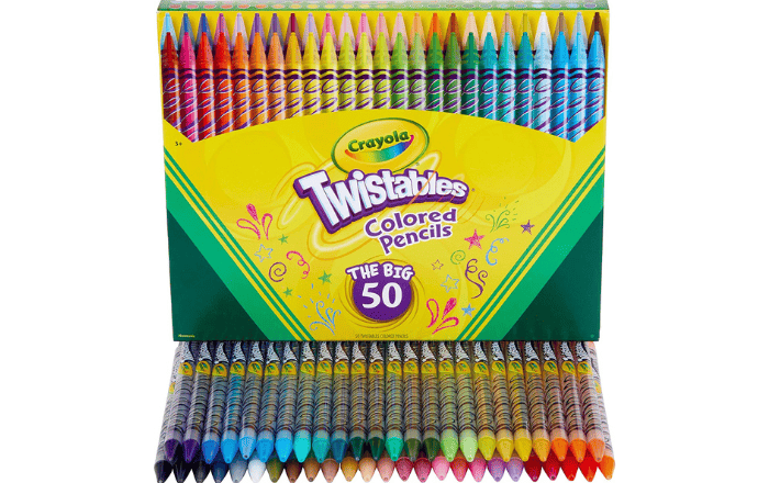 Crayola Twistables Colored Pencil Set, Kids Art Supplies, Fun Gifts For Boys And Girls, 50 Count