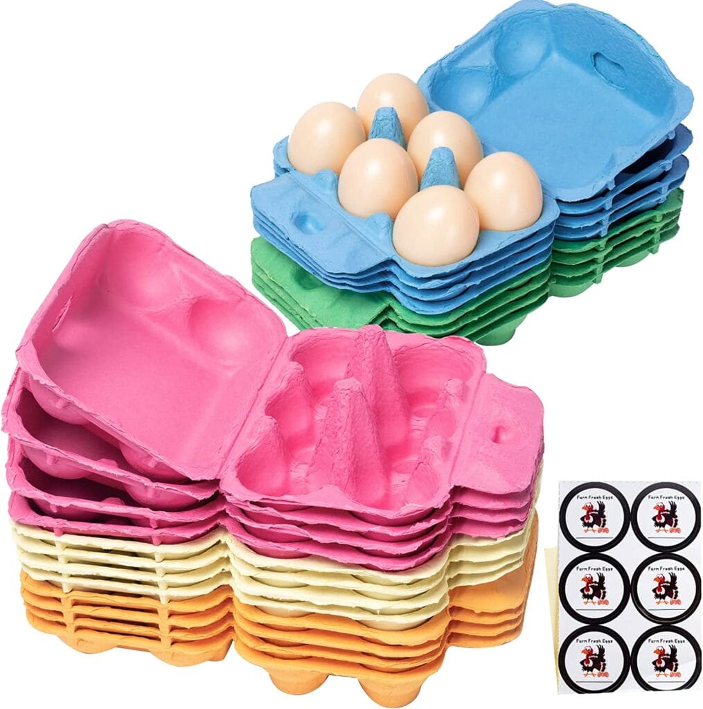 Natural Pulp Egg Cartons Holds Up to 6 Eggs, Reusable Strong Sturdy Material Egg Carton, Perfect For Storing Chicken Eggs or Arts and Crafts (6 count X20...