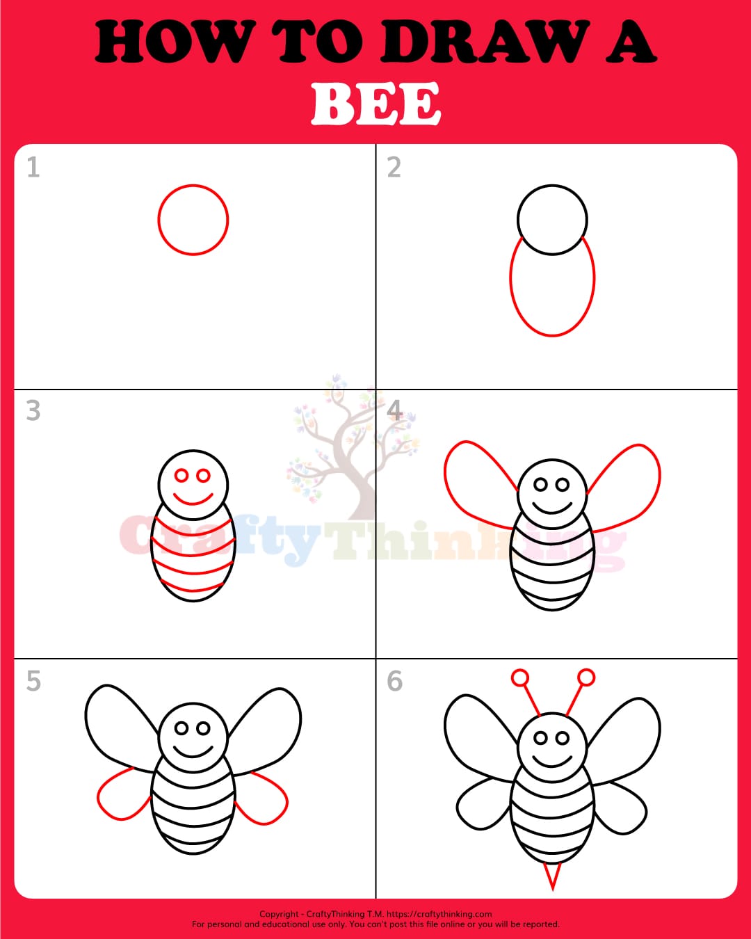 How to Draw a Bee: Step by Step Cute Bee Tutorial - CraftyThinking