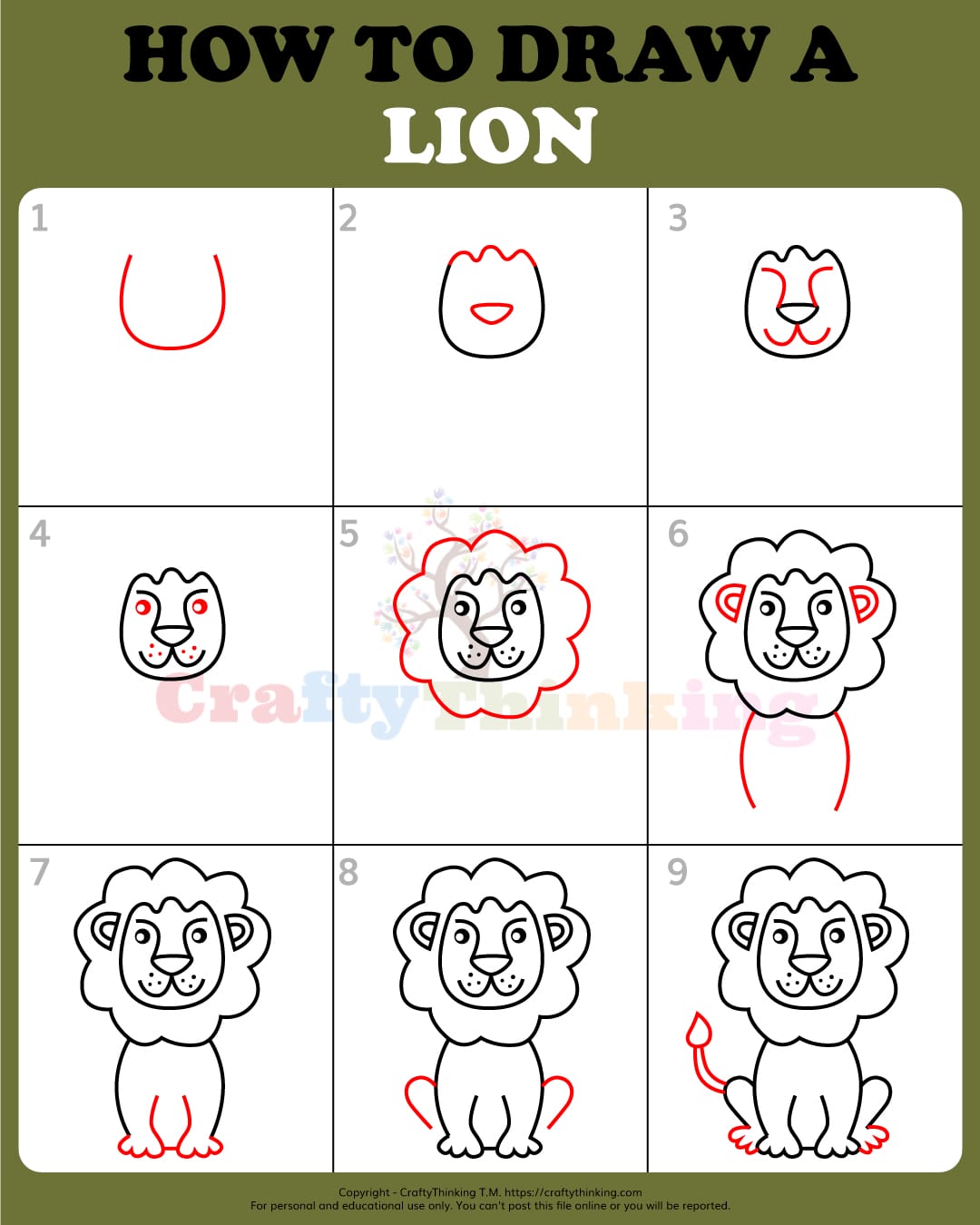 How to Draw a Lion - Step by Step Lion Drawing Tutorial for Beginners ...
