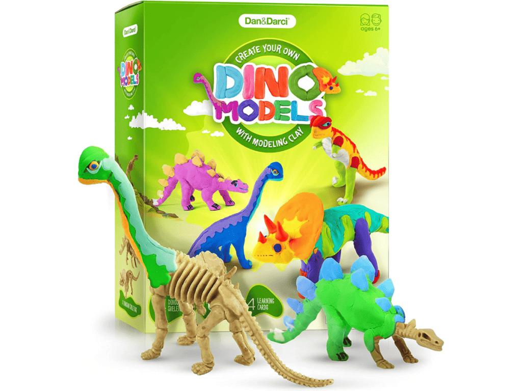 Dino Models, Clay Craft Kit - Dinosaur Arts and Crafts for Kids- Build a Dinosaur Gifts for Boys & Girls - Build 4 Dinos with Air Dry Magic Modeling Clay Model Set Ages 3, 4, 5, 7, 8+ Boy or Girl STEM
