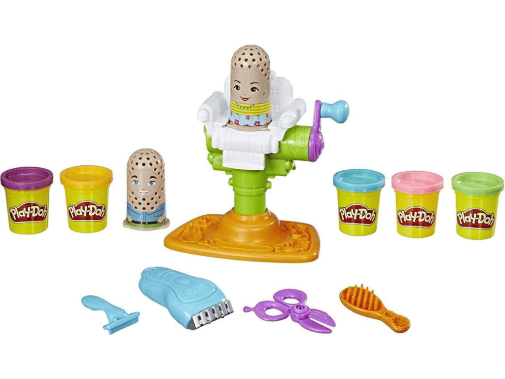 Play-Doh Buzz 'n Cut Fuzzy Pumper Barber Shop Toy with Electric Buzzer and 5 Non-Toxic Play-Doh Colors, 2-Ounce Cans (Amazon Exclusive)
