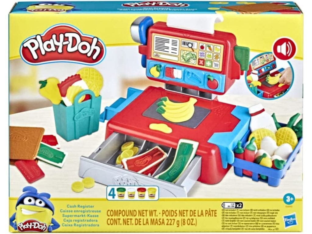 Play-Doh Cash Register Toy for Kids 3 Years and Up with Fun Sounds, Play Food Accessories, and 4 Non-Toxic Colors
