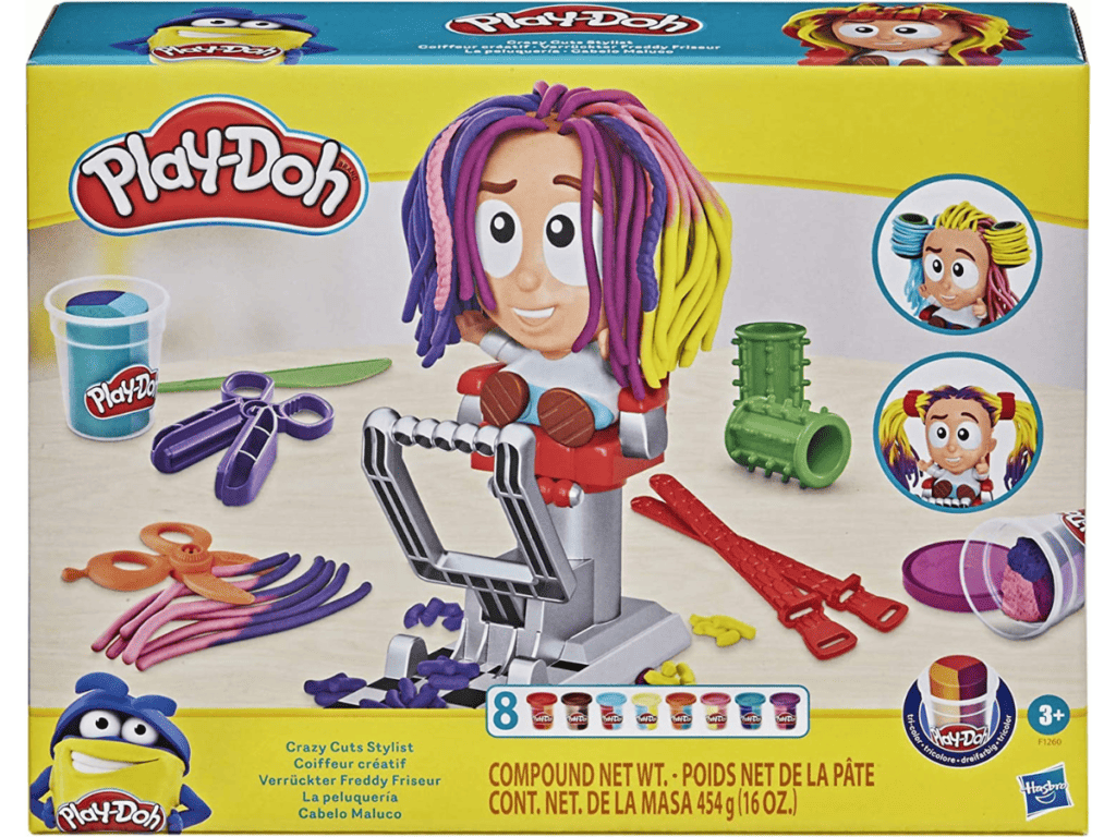 Play-Doh Crazy Cuts Stylist Hair Salon Pretend Play Toy for Kids 3 Years and Up with 8 Tri-Color Cans, 2 Ounces Each, Non-Toxic