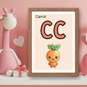 Printable Cartoon Alphabet Food Flashcards